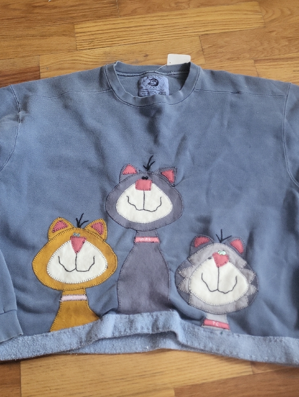 Crewneck SweatShirt- Light bluish /gray very soft 3 Cats